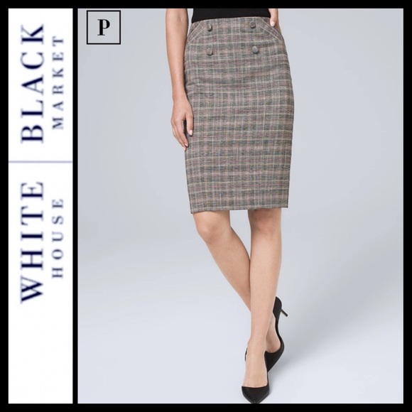 White House Black Market Dresses & Skirts - NWOT WHBM Plaid Petite Pencil Skirt